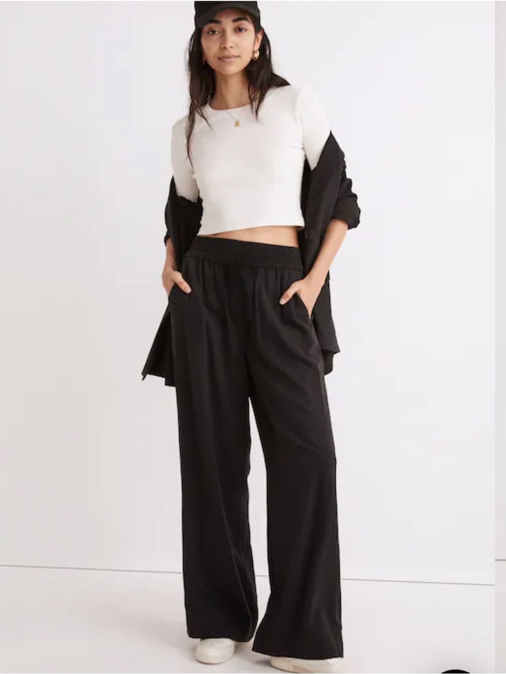 Madewell Womens Black High Waisted Drapeweave Carley Wide Leg Pull On Pants XST
